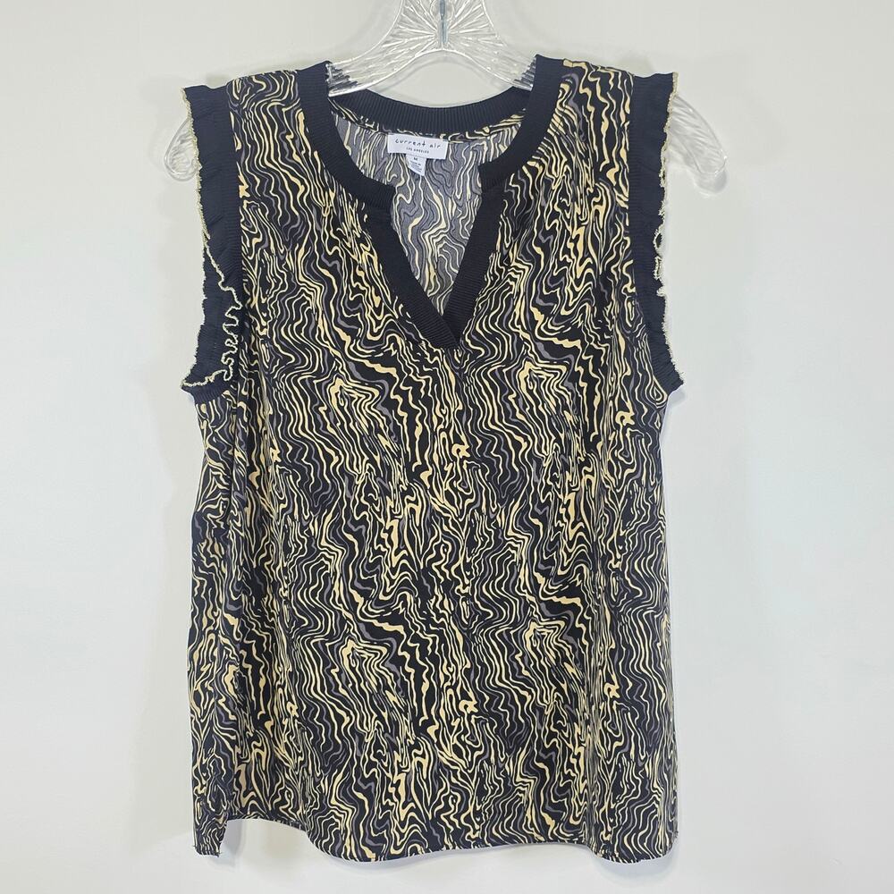 Current Air Anthro Sleeveless V-Neck Abstract Business Casual Print Top Medium